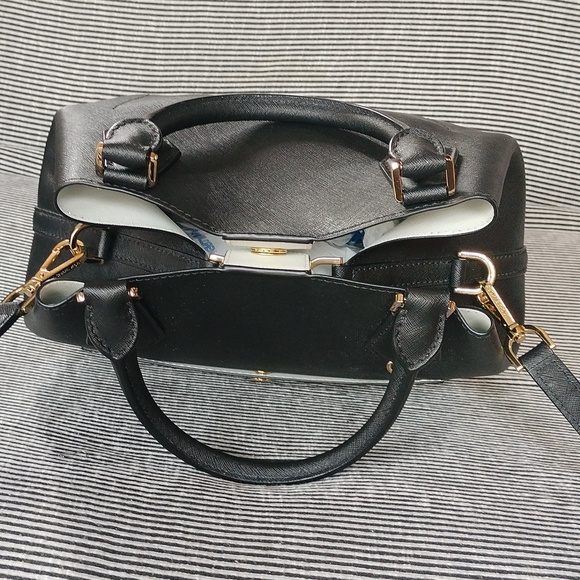 Michael Kors black safianno leather Greenwich satchel bag with crossbody… - Picture 8 of 16